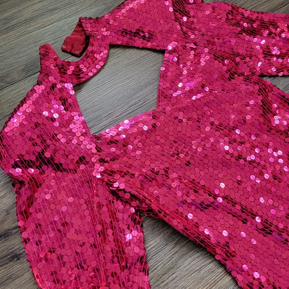 VINTAGE Pink Sequin Mini Dress SIZE 4 - Picture 2 of 6